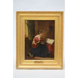 H.B. Willis (1852): painting o/c 'lady playing music' (37x47cm)