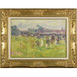 Modest Huys: painting o/c 'Waregem Koerse 1910' (64x44cm)