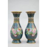 A pair of large cloisoné vases 'flower basket' (64cm)