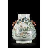 Large vase in Chinese porcelain "100 deers" (45cm)