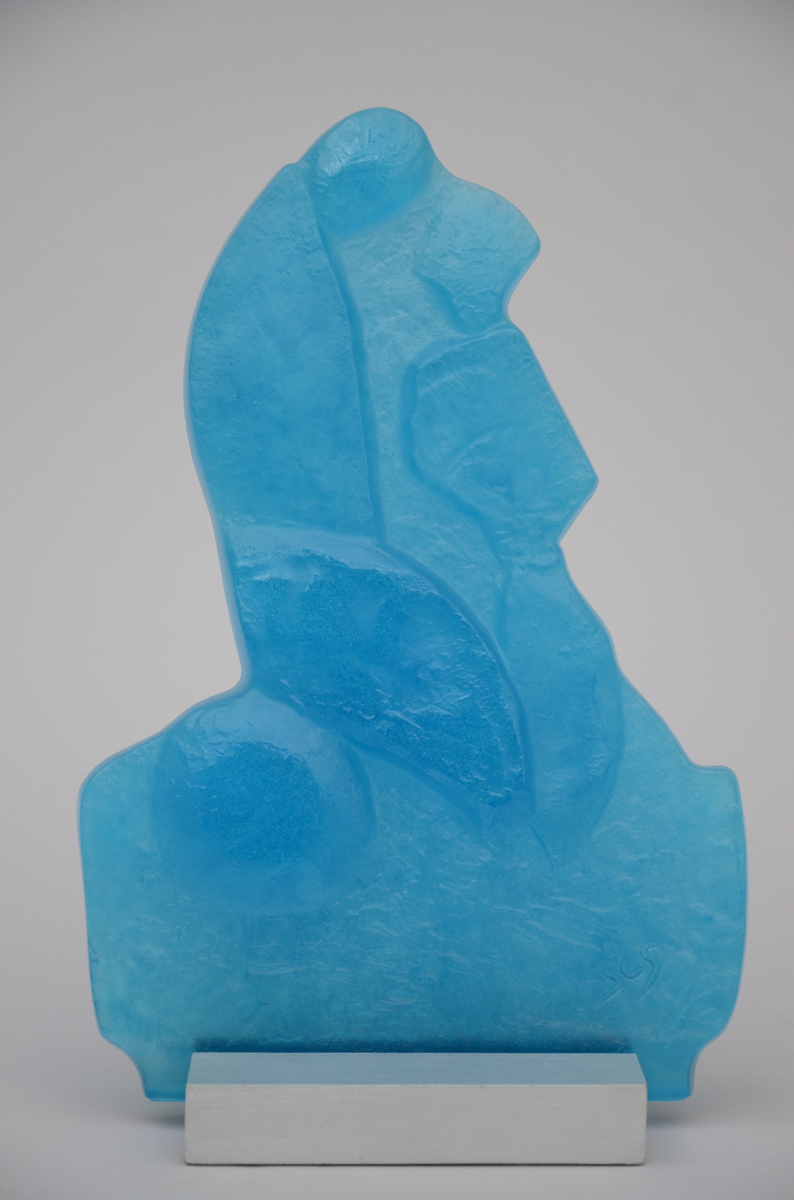 Gilberte See & Daum: half-relief in glass paste 'mother and child' (26x39cm)