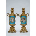 A pair of vases in Sèvres porcelain with a gilt bronze mounts, 19th century (64cm)