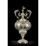 Large silver vase made by Ferdinand De Bruyne, 19th century (59cm)