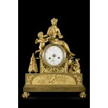 Lepine: Empire clock in gilded bronze (*) (13x34x43cm)