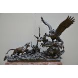 Amorgasti A .: statue in bronze 'eagle and tiger' (55x120x80cm)