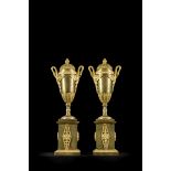 Pair of gilt bronze candlesticks, Empire (33cm)