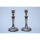 Pair of silver Louis XVI candlesticks, 18th century (27cm)