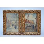 Ferdinand Willaert: two paintings o/p "town views" (16x23cm)