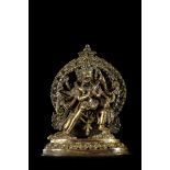 Nepalese sculpture in gilt bronze 'chakrasamvara', 17th century (10cm)