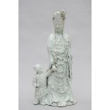 Large sculpture in blanc de Chine 'Guanyin and children' (*) (65cm)