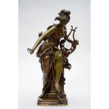 Carrier-Belleuse: bronze sculpture 'mélodie', a marble pedestal included (79cm)