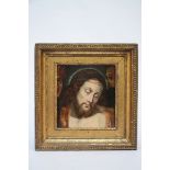 Flemish school: painting (fragment) o/p 'Christ' (25x30cm)