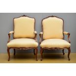 Two Régence armchairs, 18th century (one signed Cresson) (69x96cm)