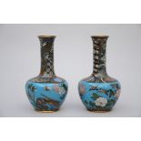 Assembled pair of Japanese cloisonné vases 'birds' (30cm)