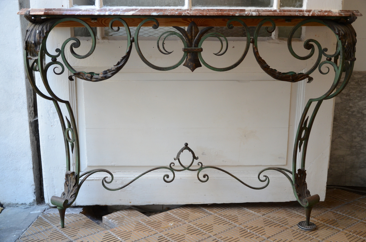 Decorative console in wrought iron (32x120x118cm) - Image 2 of 2