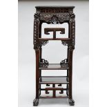 Large Chinese pedestal in hardwood (116cm)