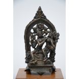 Indian bronze sculpture 'Shiva and Parvati', Pala period 11th/12th century (12cm)