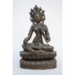 A Tibetan statue in bronze 'Green Tara' (10x16x28cm)