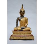 Large seated Buddha in gilt bronze, Thailand (28x48x72cm)