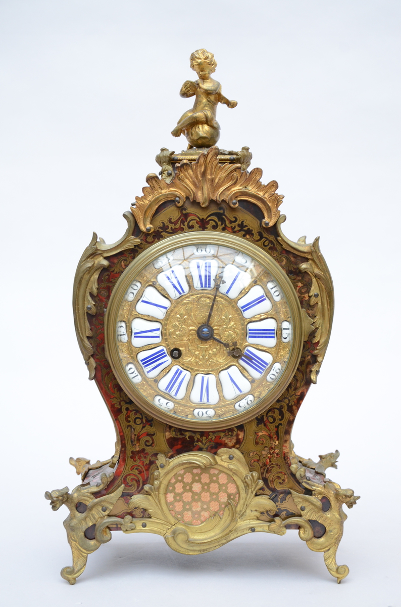 Louis XV style clock with Boulle inlaywork (43cm)