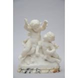Vax: statue in marble "two putti" (*) (45cm)
