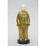 Calo: statue in bronze and marble 'pierrot' (37cm)