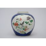 Chinese ginger jar in powder blue porcelain 'birds' (13cm)