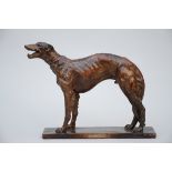 Emile Rouff: statue in plaster "dog" (*) (11x41x32cm)