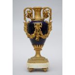 Vase in blue porcelain with bronze mounts (*) (56cm)