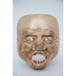 Polychrome Japanese mask in wood 'drunken man' (*) (20x25cm)