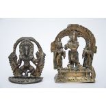 Lot: Indian shrine with 3 figures + Ganesha (9cm)
