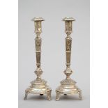 A pair of Louis XVI style candlesticks (*) (32cm)