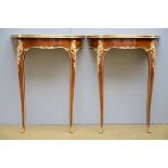 Pair of Louis XV style consoles with marble top (29x58x73cm)