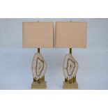 Pair of vintage lamps with stone fragment (100cm)