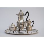 Silver three-piece coffee set in Louis XVI style, with 18th century coffee pot (33cm)