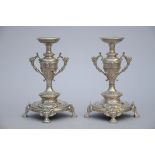A pair of silver candlesticks (27cm)