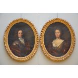 Anonymous (18th century): a pair of oval paintings (o/c) 'portraits' (68x86cm)