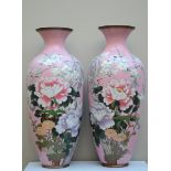 A pair of Japanese vases in cloisonnÈ 'flowers' (*) (45cm)