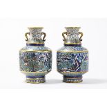 Pair of large, Chinese cloisonnÈ vases 'landscapes' 19th century (*) (54cm)