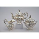 Three-piece silver tea set, Veyrat ‡ Paris (*) (20cm)