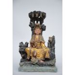 Chinese wooden polychromed sculpture 'guanyin' (48cm)