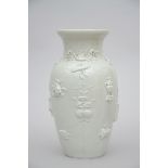 A monochrome vase in Chinese porcelain with relief decoration (38cm)