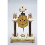 Louis XVI clock in marble and gilt bronze (10x32x49cm)