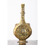 A Venetian pilgrimflask in gilt copper with enamel plaque 'coat of arms of Venice', 17th century (*)