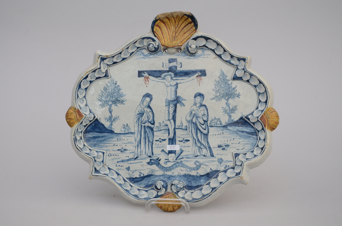 Plaque in Delft 'lamentation', 18th century (*) (34x32cm)