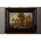 Anonymous (17th century): painting (o/p) 'village scene' (*) (42x59cm)