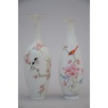 Two vases in eggshell porcelain 'birds', China (*) (20cm)