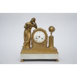 Clock in bronze on a marble base 'liseuse', Le Roy ‡ Paris (*) (12x39x24cm)