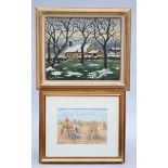 Lot: painting 'winter view' by PaulÈmile Pissarro - Gouache 'hay mites' by LÈlia Pissaro