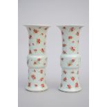 A pair of vases in Chinese porcelain 'flowers', marked (30cm)